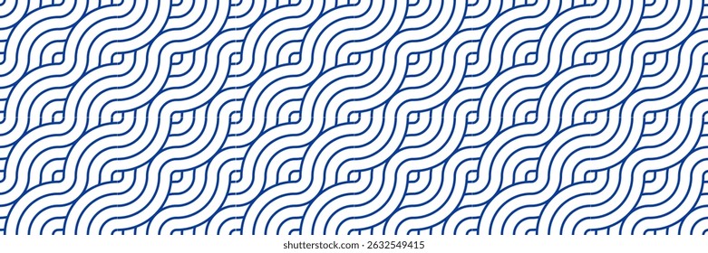 Fondo azul del patrón de línea de onda de agua. Ilustración vectorial. Concepto de estilo japonés.