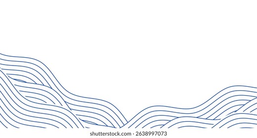 Blue water wave line pattern background. Vector illustration. Japanese style concept.