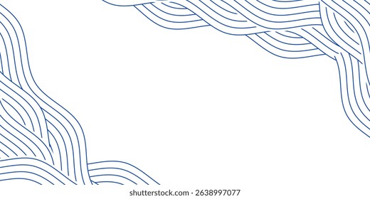 Blue water wave line pattern background. Vector illustration. Japanese style concept.