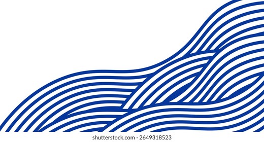 Blaues Wasser Wellenlinie Muster Hintergrund. Vektorgrafik. Konzept im japanischen Stil.