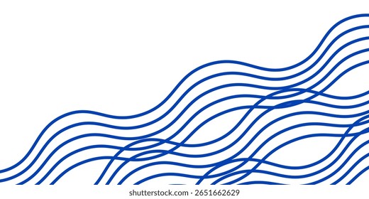 Blue water wave line pattern background. Vector illustration. Japanese style concept.