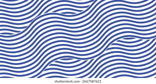 Blue water wave line pattern background. Vector illustration. Japanese style concept.