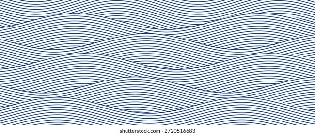 Fundo de padrão de linha de onda azul. Ilustração vetorial. Conceito de estilo japonês.