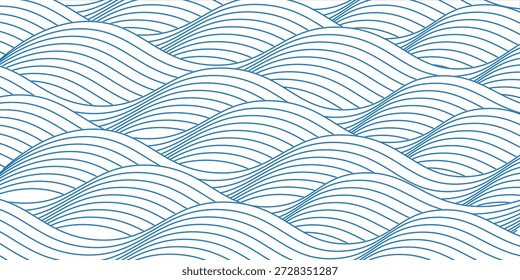 Fundo de padrão de linha de onda de água azul. Estilo japonês tradicional concept.Vetor illustration.Blue Water padrão de linha de onda. EPS 10