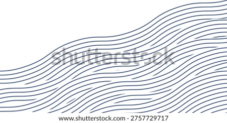 Blue water wave line pattern background. Japanese style concept. Vector illustration.