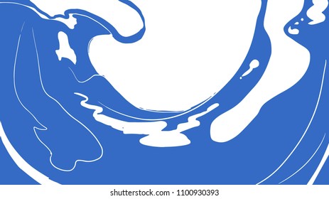 Blue water wave.  Liquid is twisted by a wave. Cartoon colorful vector sketch. Card design.