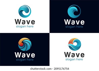 blue water wave logo. abstract splashes liquid waves elements logo bundle collection