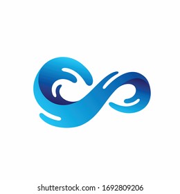 blue water wave logo, infinity logo design