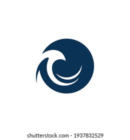 Blue water wave logo, vector icon illustration