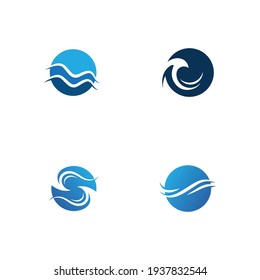Logo de la ola de agua azul, ilustración del icono vector