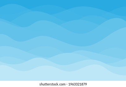 Blue water wave river sea curve lines pattern background vector illustration.