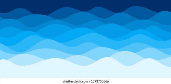 Blue water wave sea line pattern background vector illustration.