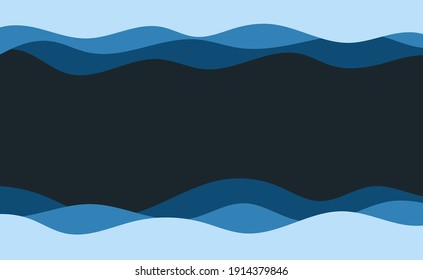 Blue water wave sea line curve background banner vector illustration.