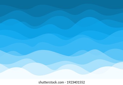 Blue Water Wave Sea Line Pattern Background Vector Illustration.
