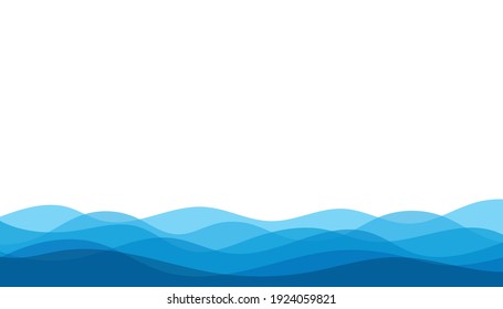 Blue water wave sea line curve background banner vector illustration.