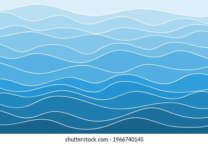 Blue water wave sea lines river flowing texture background banner vector illustration.