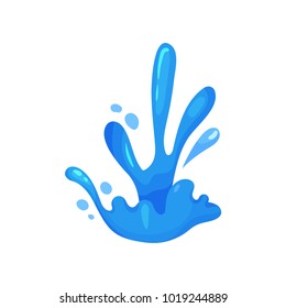 Blue water wave splash, wavy symbol of nature in motion vector