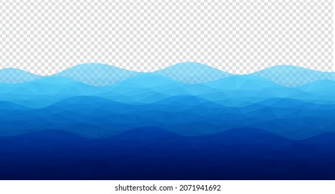 Blue Water Wave And Transparent Background, Vector Illustration 