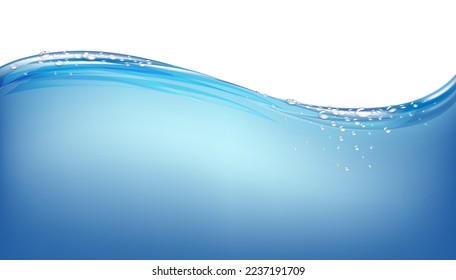 Ola De Agua Azul Con Fondo Blanco Con Malla Gradiente, Ilustración Vectorial