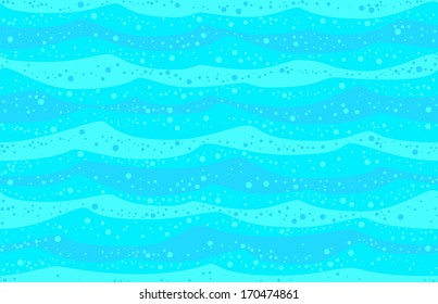 Blue water waves with bubbles - Seamless wallpaper can be created.