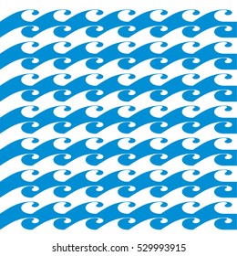 Blue water waves icons set on white background. Vector Illustration