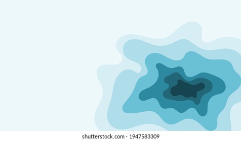 Olas de agua azul en capas de papel de arte. Diseño de origami 3D. Ilustración del vector