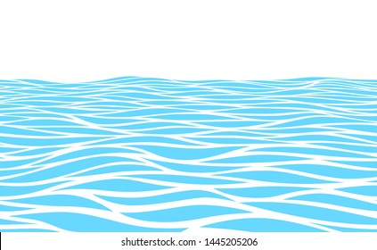 Panorama de las olas de agua azul. Patrón horizontal transparente vectorial. 