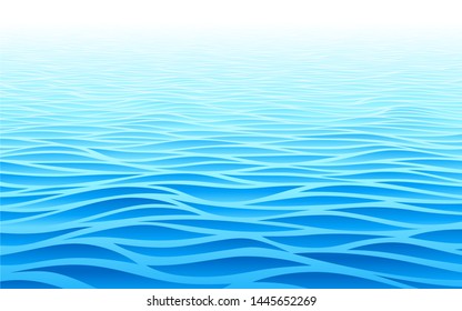 Blue water waves perspective landscape. Vector wave pattern. RGB. Global colors