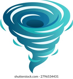 Blue Water Whirlpool Funnel Vortex Hurricane Storm Icon