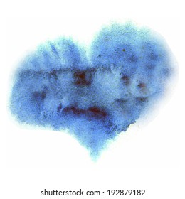 Blue watercollor heart