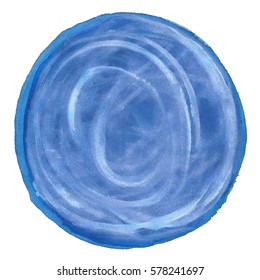 Blue watercolor abstract artistic circle. Artistic round background. Circle artistic texture