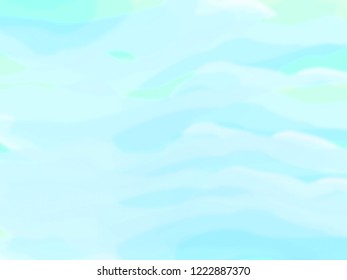 Blue watercolor abstract background. Clouds, sky, sea waves. Vector illustration.
