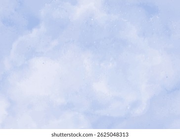 Blue watercolor abstract background texture, cloudy sky. Vector illustration