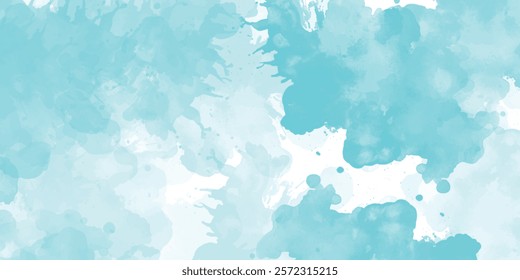 Blue watercolor abstract cloudy sky background blue  with clouds. Light  shades watercolor background  hand painted abstract soft 
 watercolor clouds