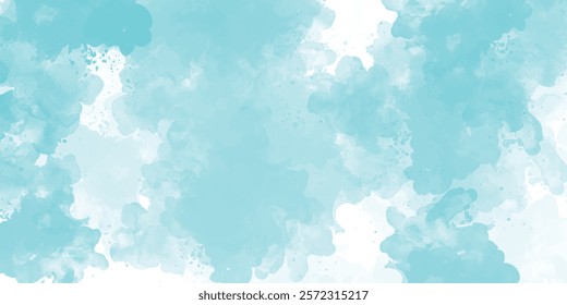 Blue watercolor abstract cloudy sky background blue  with clouds. Light  shades watercolor background  hand painted abstract soft 
 watercolor clouds