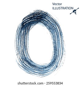 Blue watercolor or acrylic handwritten letter - O.