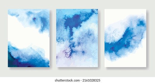 Blue watercolor background for 5x7 invitation card, greeting, wedding template set.