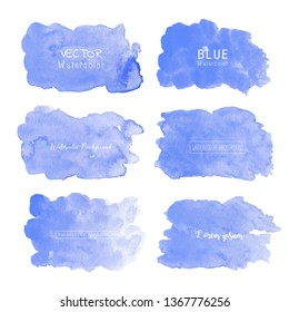 Blue watercolor background, Pastel watercolor logo, Vector illustration.