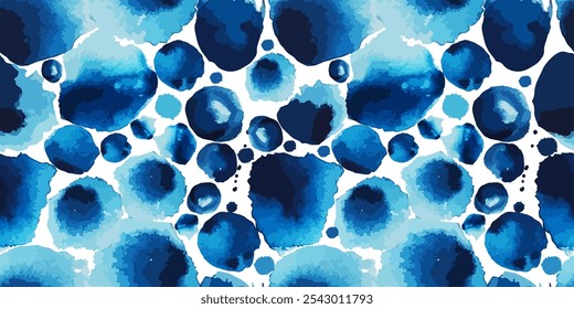 Blue watercolor background, seamless pattern tile. hand drawing. Not AI, Vector illustration