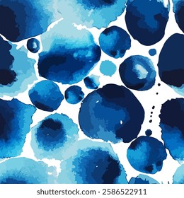 Blue watercolor background, seamless pattern tile. hand drawing. Not AI, Vector illustration