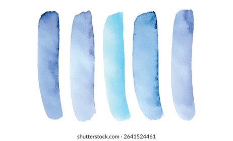 Blue watercolor background. Set of watercolor stains for design.