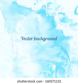 Blue watercolor background,vector illustration, stain watercolors colors wet on wet paper. 