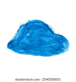 Blue watercolor blot background. Brush stroke abstract shape. Paint stain wallpaper.