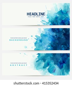 Blue watercolor blot. Beautiful creative design.