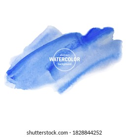 Blue watercolor blot spread to the white background. Abstract vector composition for the modern design, watercolors texture, brush strokes