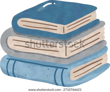 Blue Watercolor Book Stack Clipart – International Men’s Day Element