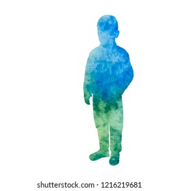  blue watercolor boy silhouette