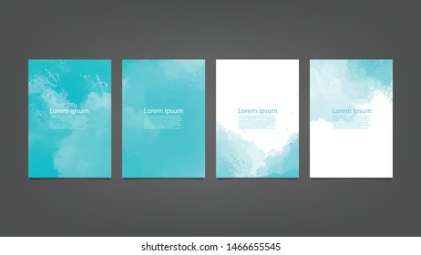 Blue watercolor Brochure template for you design,vector.
