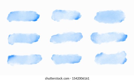 Blue watercolor brush set for your design, watercolor background concept, vector.
