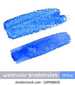 Blue Watercolor Brush Strokes, vector illustration 